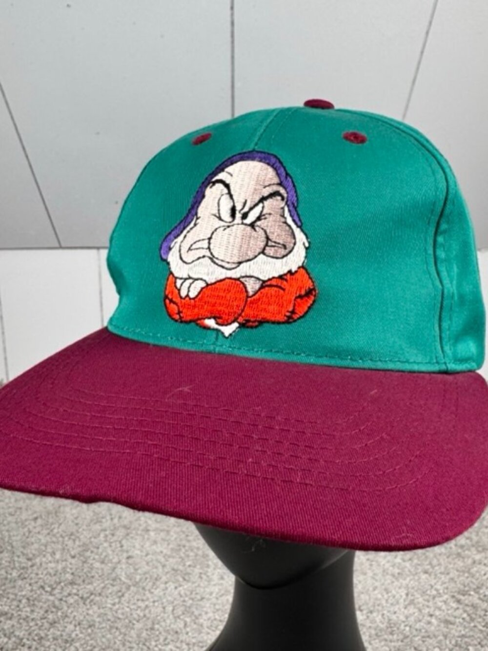 Vtg Limited Edition Grumpy Snapback Teal Hat Cap Snow White Movie Exclusive